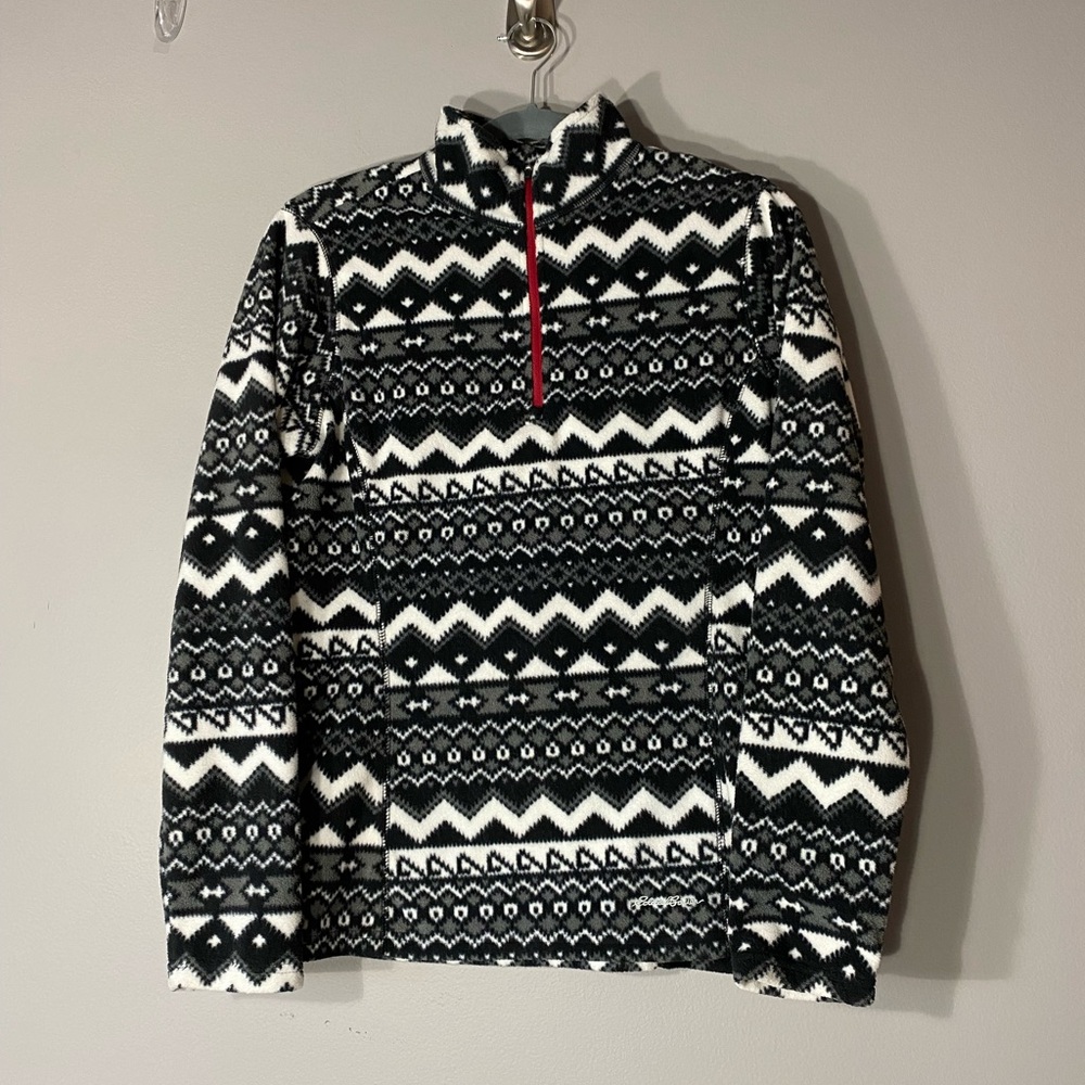 Eddie Bauer size M quarter zip 
Black and white Aztec Warm Cozy Comfort
